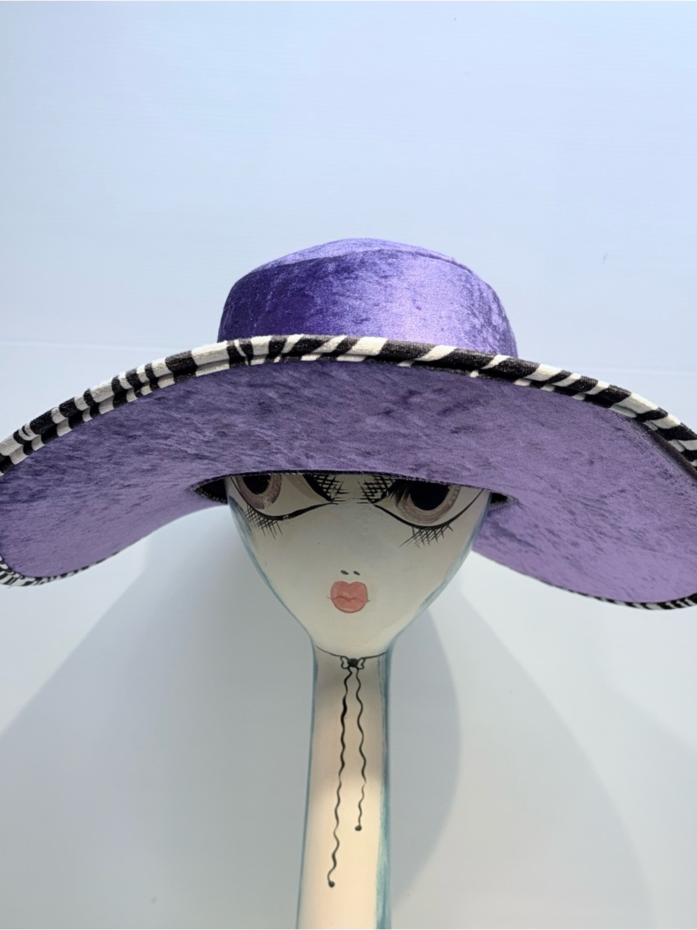 Purple Wide Brim Women's Fashion Hat Matching Cape